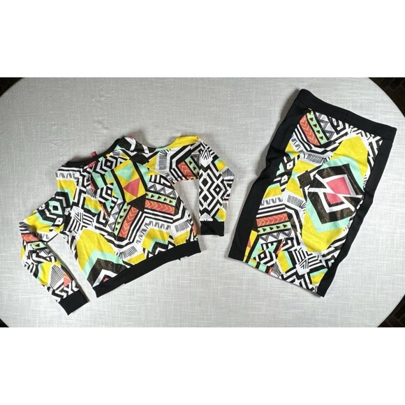 BONGO Juniors Large Crop Top And Skirt Set 90s Y2K Outfit Shoulder Cut Outs - Picture 2 of 11